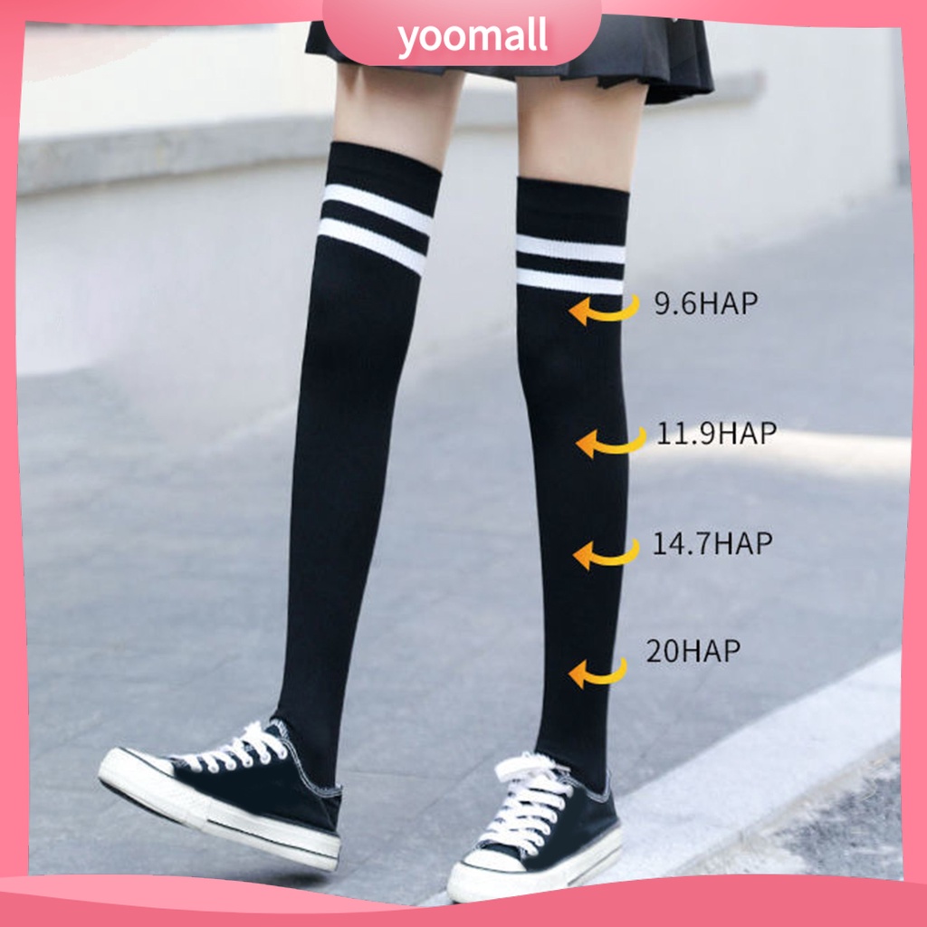 1 Đôi Vớ Dài Qua Gối Mềm Mại Co Giãn Màu Trơn Giữ Ấm Mùa Đông Phong Cách Lolita