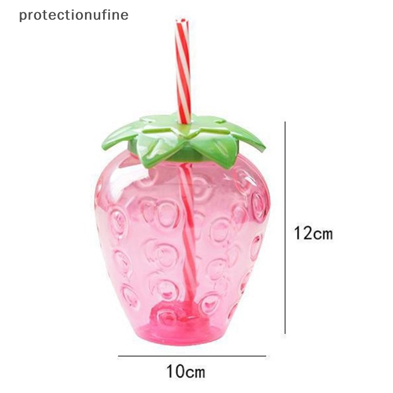 Bình Nước PR3VN 500ml Có Ống Hút Hình Trái Dâu Dễ Thương