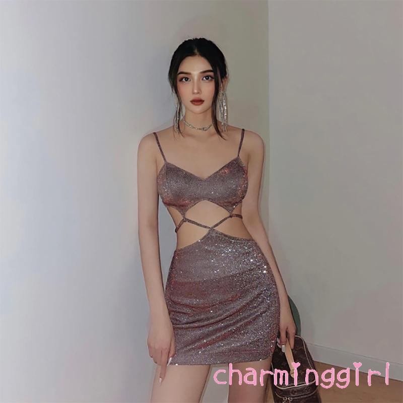 Đầm Ôm Không Tay Hở Lưng Cột Dây Quyến Rũ Cho Nữ