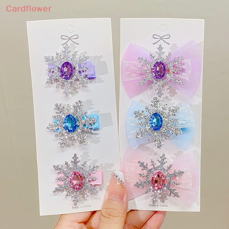 Bộ 2 Kẹp Tóc Hình Hoa Tuyết Đính Đá Nhiều Màu Sắc Cho Bé Gái