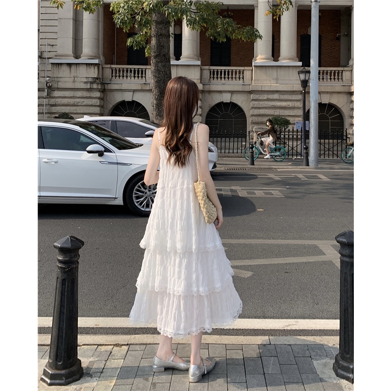 Đầm Hai Dây Xếp Tầng Phong Cách Hàn Quốc Thời Trang Đi Biển Mùa Hè Cho Bé Gái