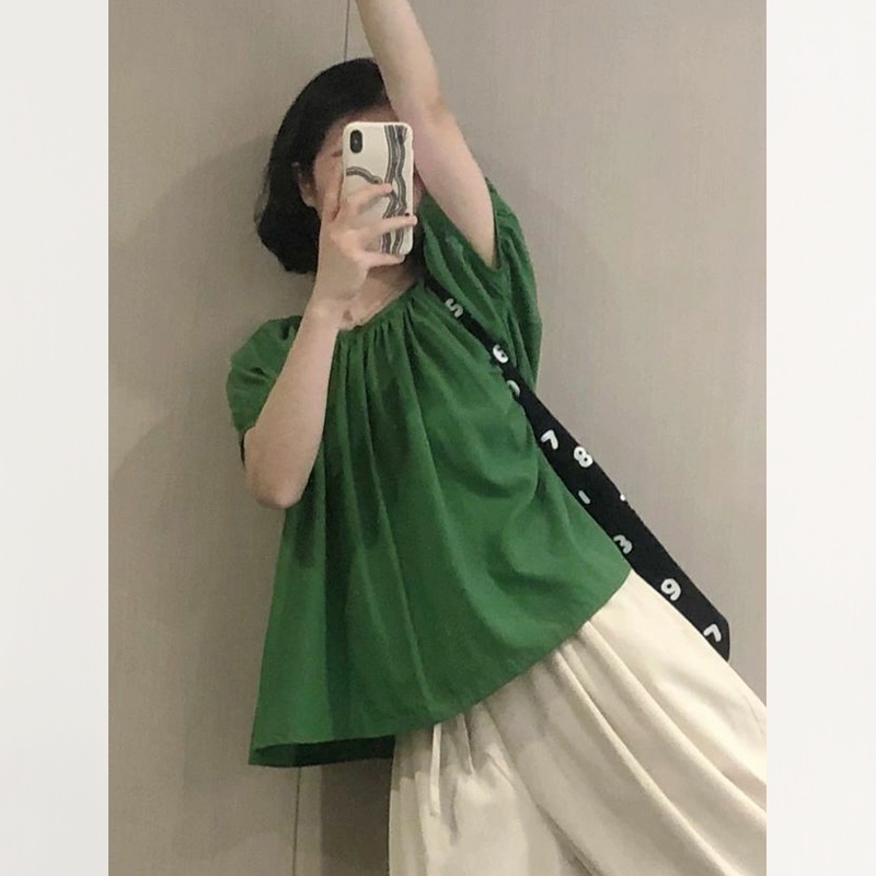 Áo Kiểu Tay Phồng Ngắn Thời Trang Hè Trẻ Trung Cho Nữ