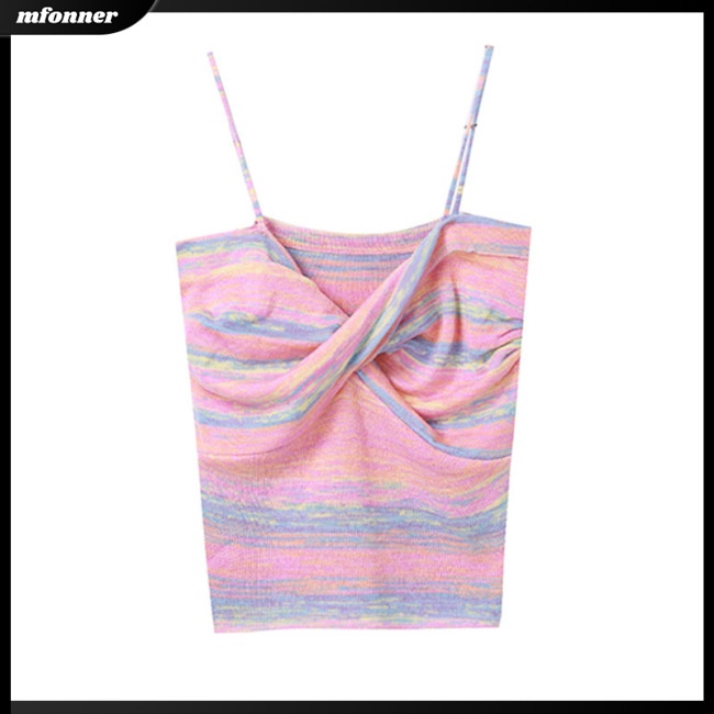 Áo Croptop Sát Nách Màu Sắc Tương Phản Thiết Kế Thoáng Khí Thoải Mái Cho Nữ