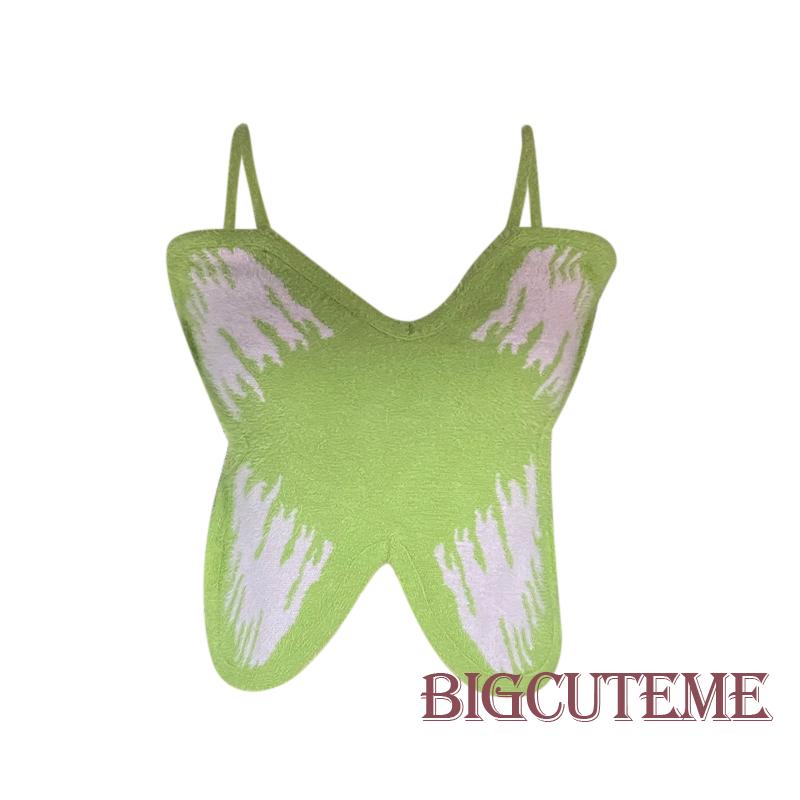 Áo Hai Dây Ôm Dáng Họa Tiết Bướm Rỗng Thời Trang Mùa Hè Cho Nữ