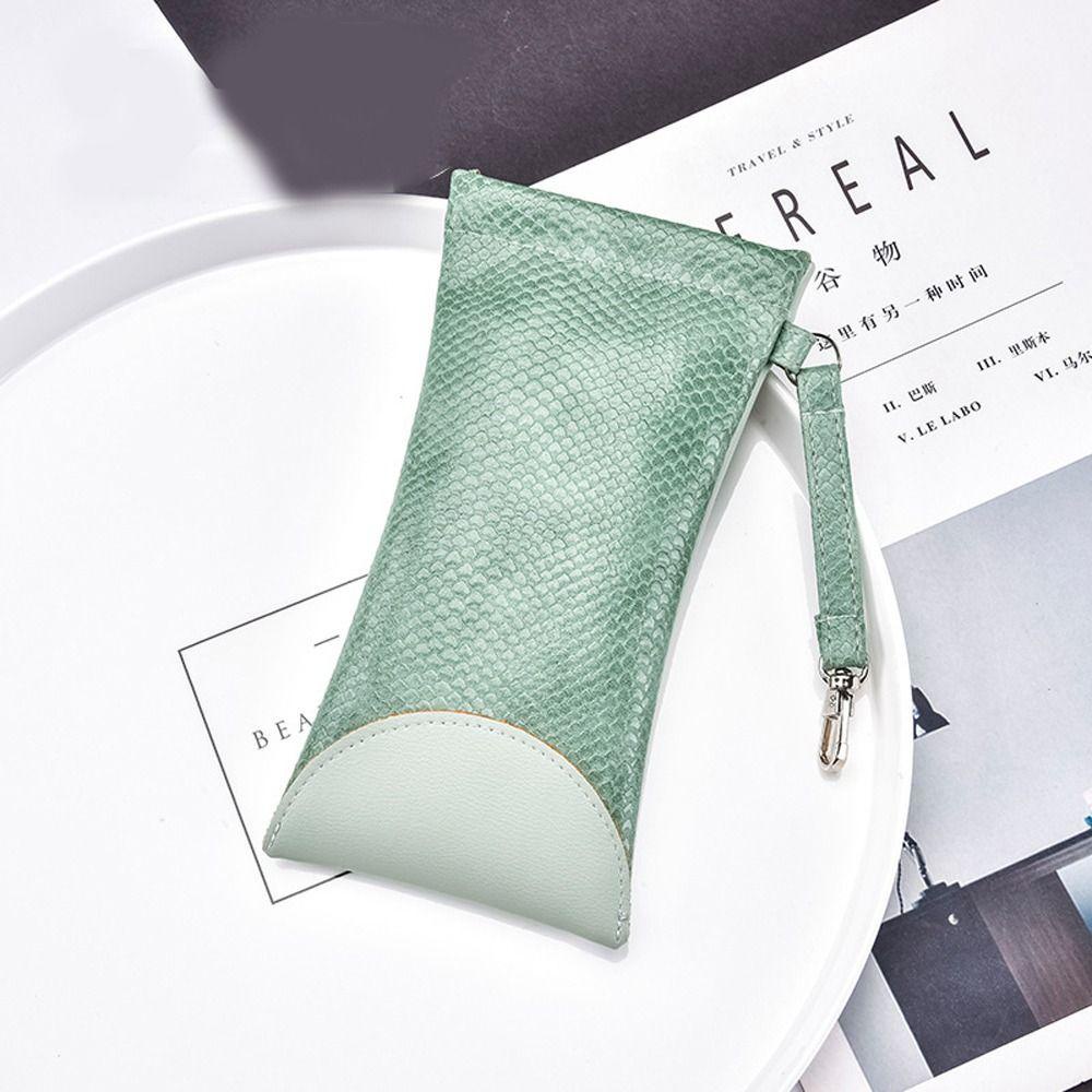 Túi Đựng Mắt Kính Bằng Da PU Mềm Tự Động Đóng Chống Nước Kích Thước Nhỏ Có Dây Đeo Trang Sức
