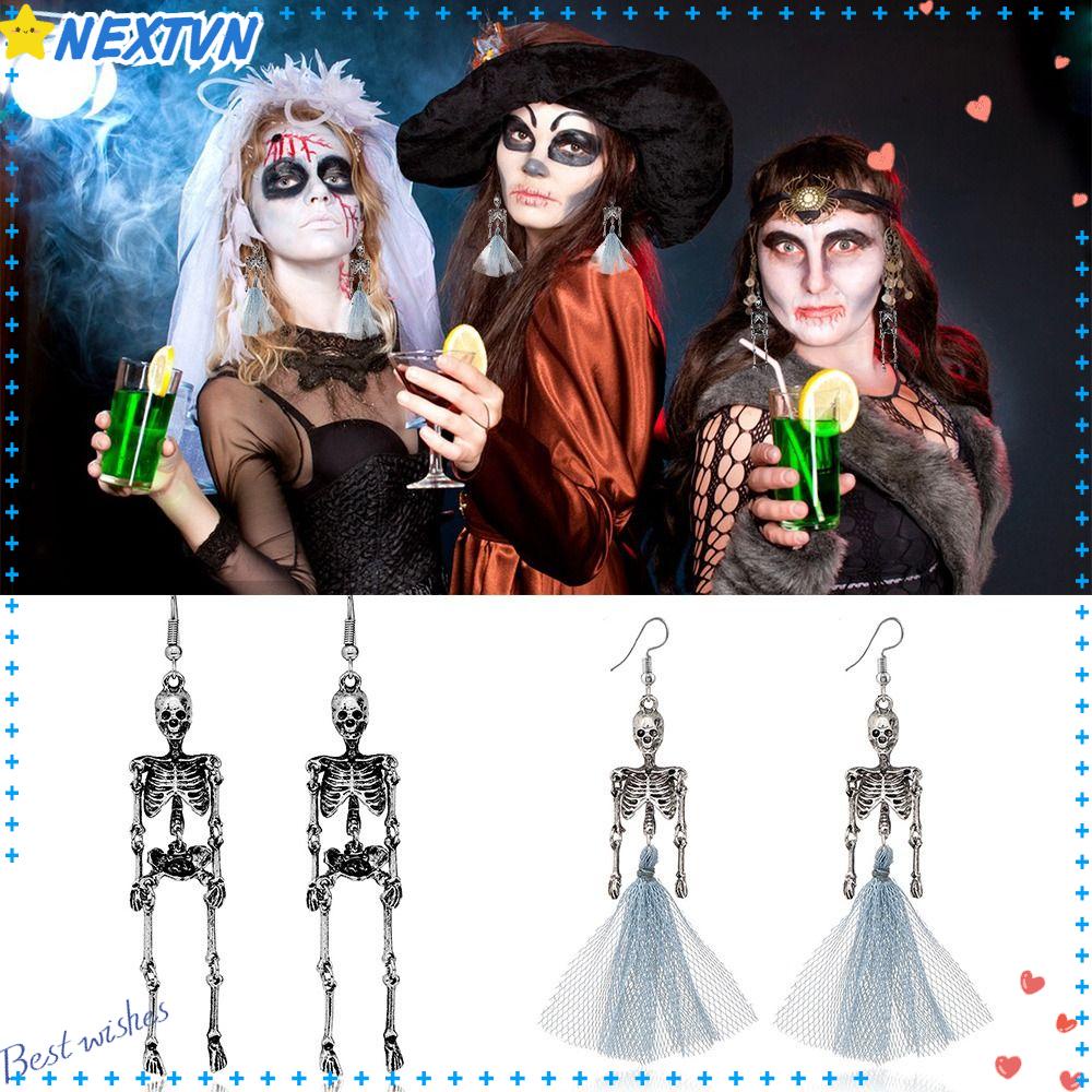 Khuyên Tai Hợp Kim Hình Đầu Lâu Màu Sắc Cổ Điển Phong Cách Halloween