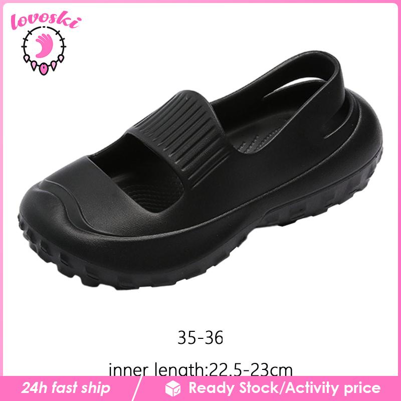 Xăng đan Bít Mũi Đế Dày Siêu Nhẹ Màu Đen Thời Trang Mùa Hè Cho Nữ