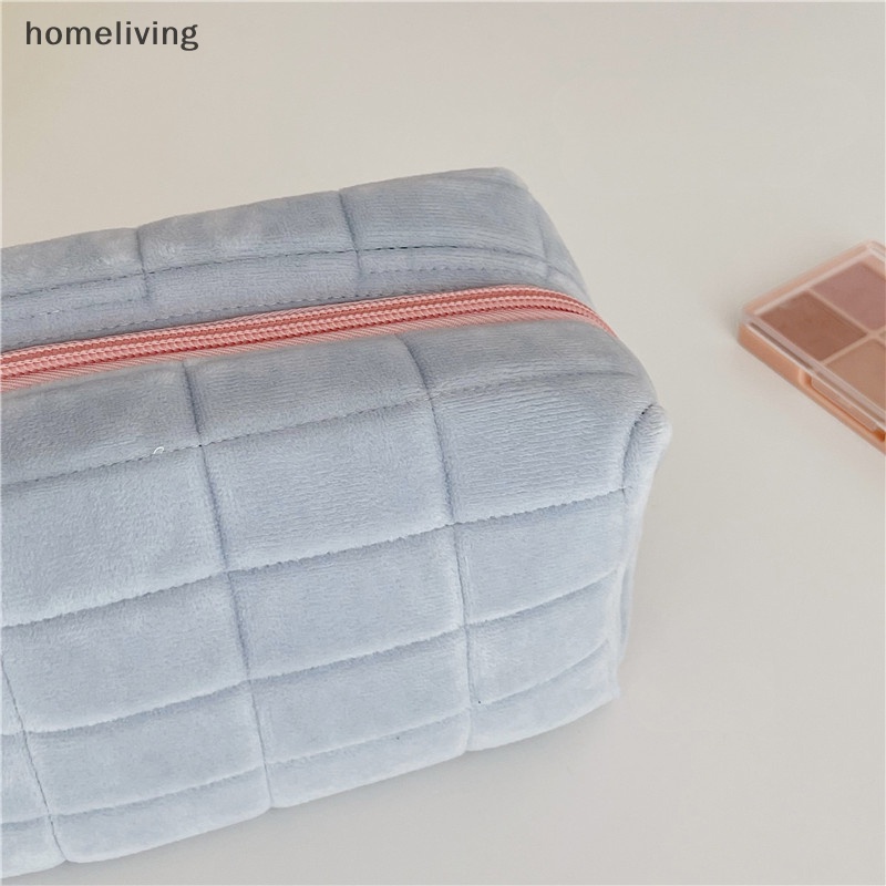 Túi Đựng Mỹ Phẩm Trang Điểm Màu Trơn Khóa Kéo Tiện Dụng