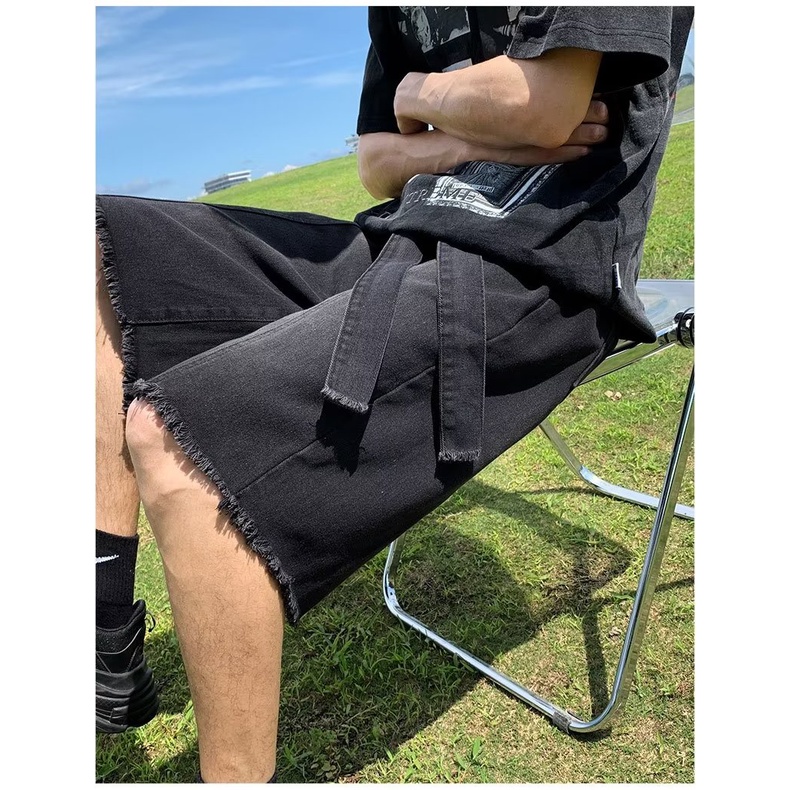 Quần Short Denim Ống Rộng Phong Cách Đường Phố Thời Trang Mùa Hè Cho Nam