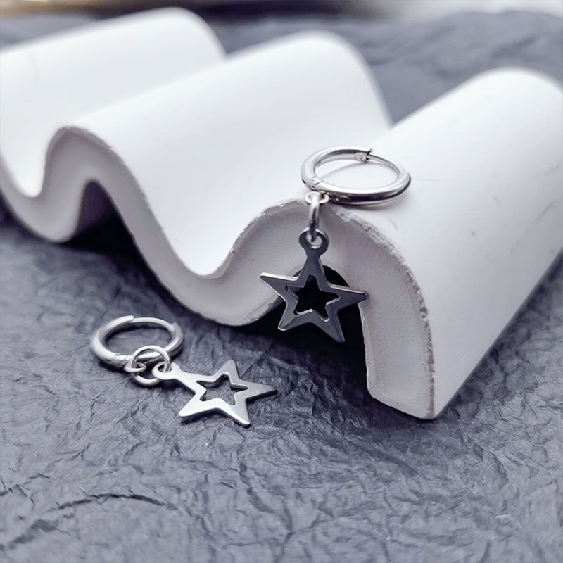 Hoa Tai Dáng Dài Hình Ngôi Sao Màu Bạc Thời Trang Cho Nữ