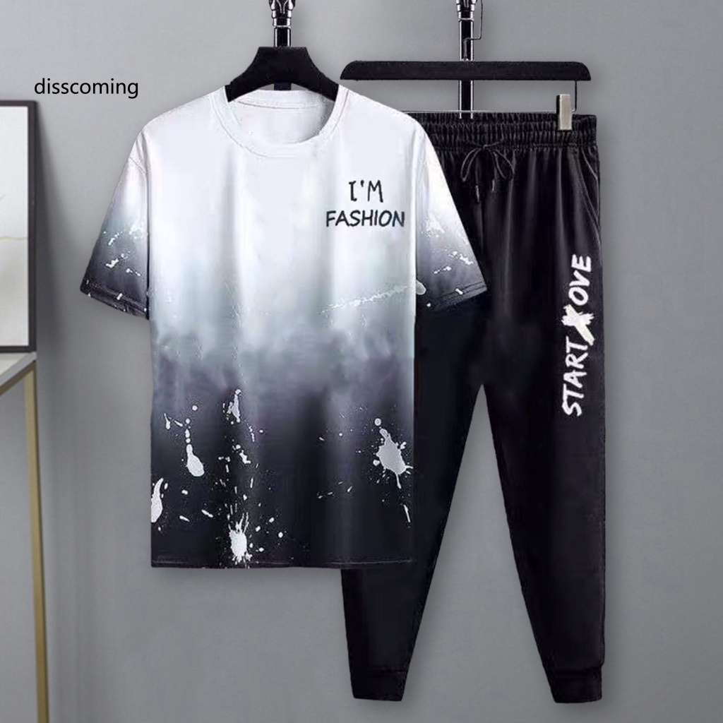 Áo Khoác Dáng Dài In Họa Tiết Cá Tính Trẻ Trung| Bộ Áo Thun Ngắn Tay + Quần Thể Thao Màu Gradient Thời Trang Mùa Hè Cho Nam