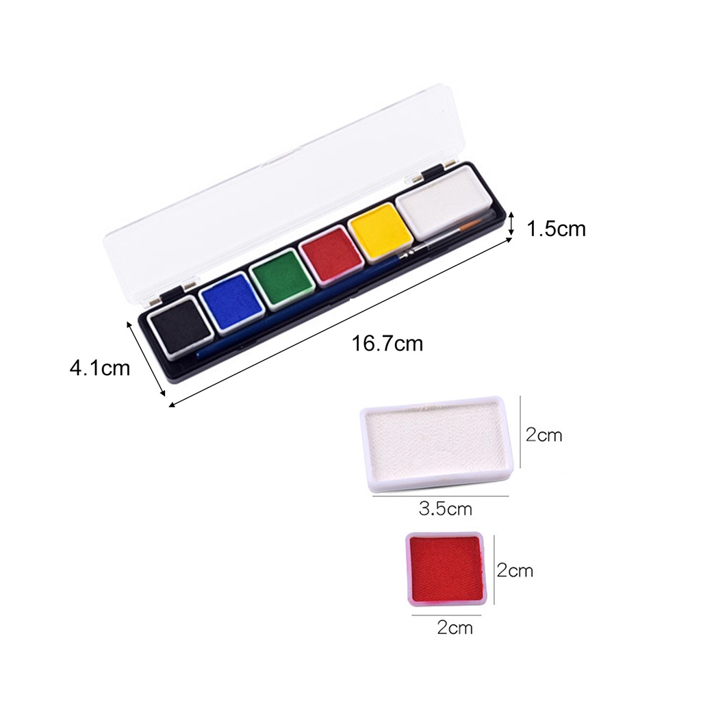 1 Bộ Màu Vẽ Cơ Thể 6 Màu Tan Trong Nước Mau Khô Dành Cho Người Lớn Và Trẻ Em