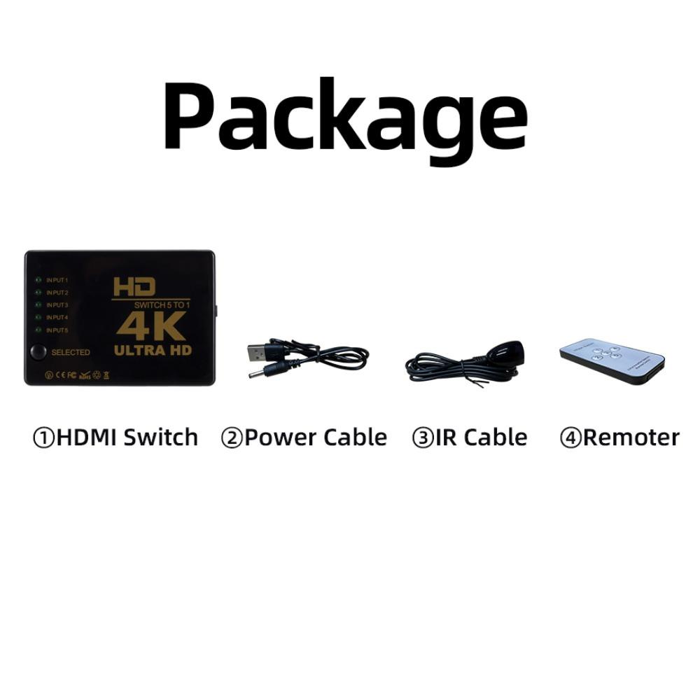 Bộ Chia 5 Cổng Ra 5 Trong 1 4K * 2K HD HDMI Cho HDTV / DVD Player / Plasma