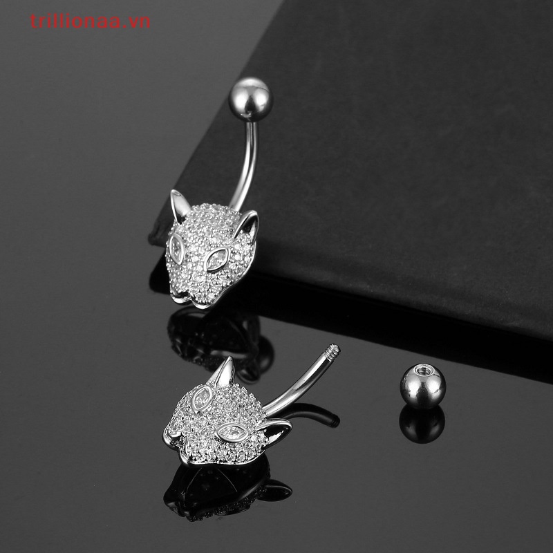 Khuyên Rốn Họa Tiết Da Báo Đính Đá Cá Tính