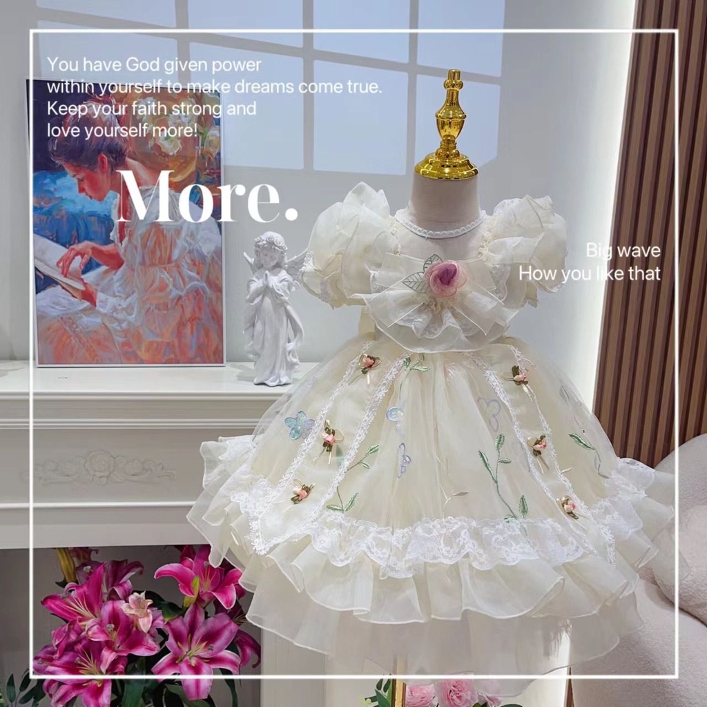 Đầm Công Chúa Tay Ngắn Phong Cách Lolita Thời Trang Mùa Hè 2023 Dành Cho Bé Gái