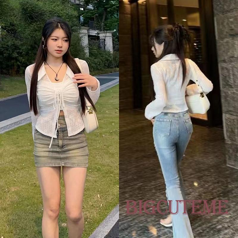 Áo Sơ Mi Tay Dài Cổ Bẻ Có Dây Rút Thời Trang Dành Cho Nữ