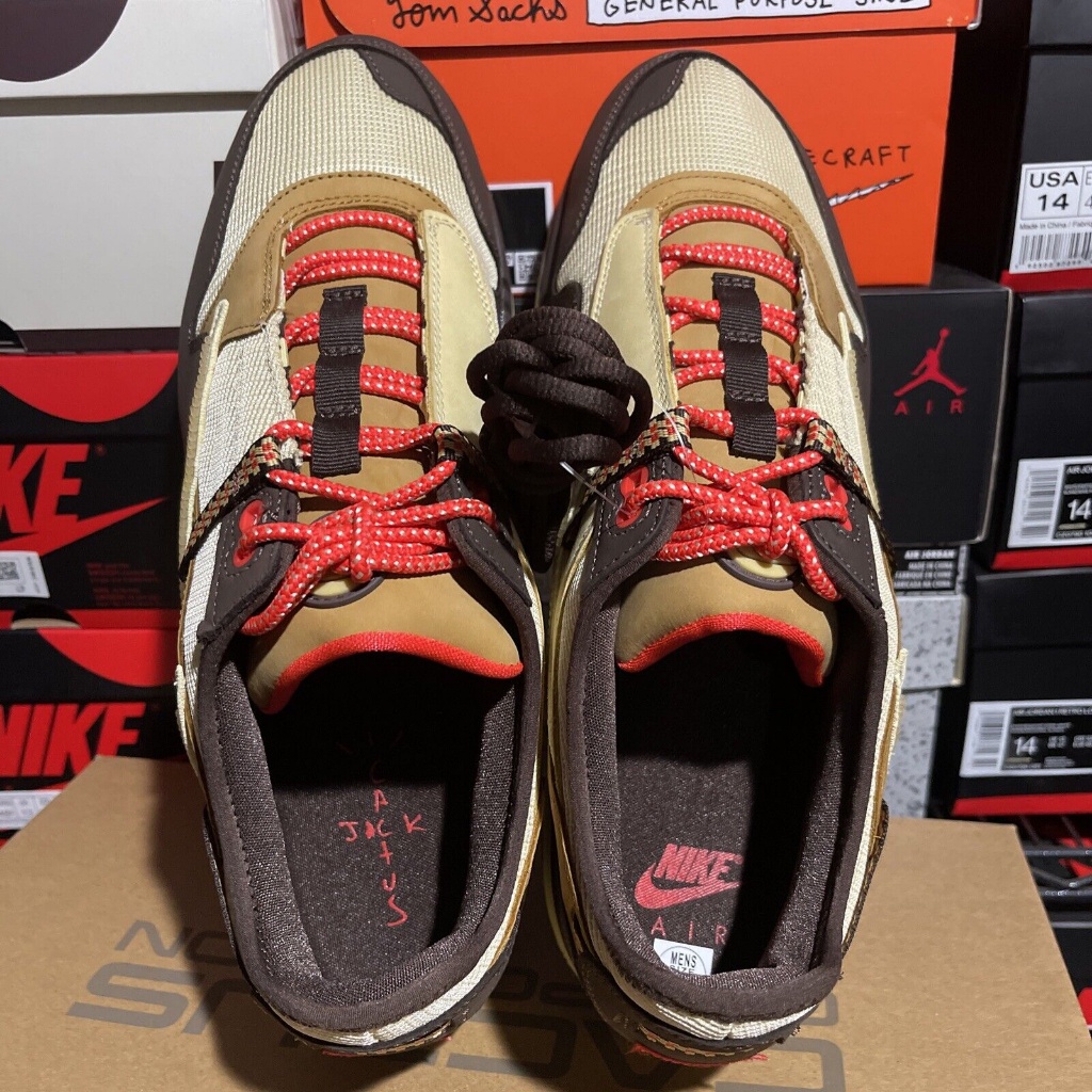 Giày Thể Thao Travis Scott x Air Max 1 Màu Nâu / Chanh DO9392-200 4CVT