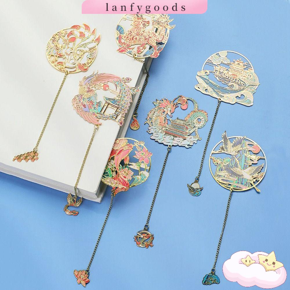 Kẹp Đánh Dấu Trang Sách Bằng Kim Loại Phối Tua Rua Phong Cách Trung Hoa Cổ Điển