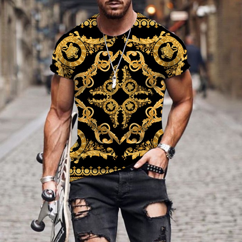 Mùa hè sang trọng phong cách baroque in 3d nam nữ t-shirt chất lượng cao o-cổ ngắn tay áo rời áo sơ mi quá khổ