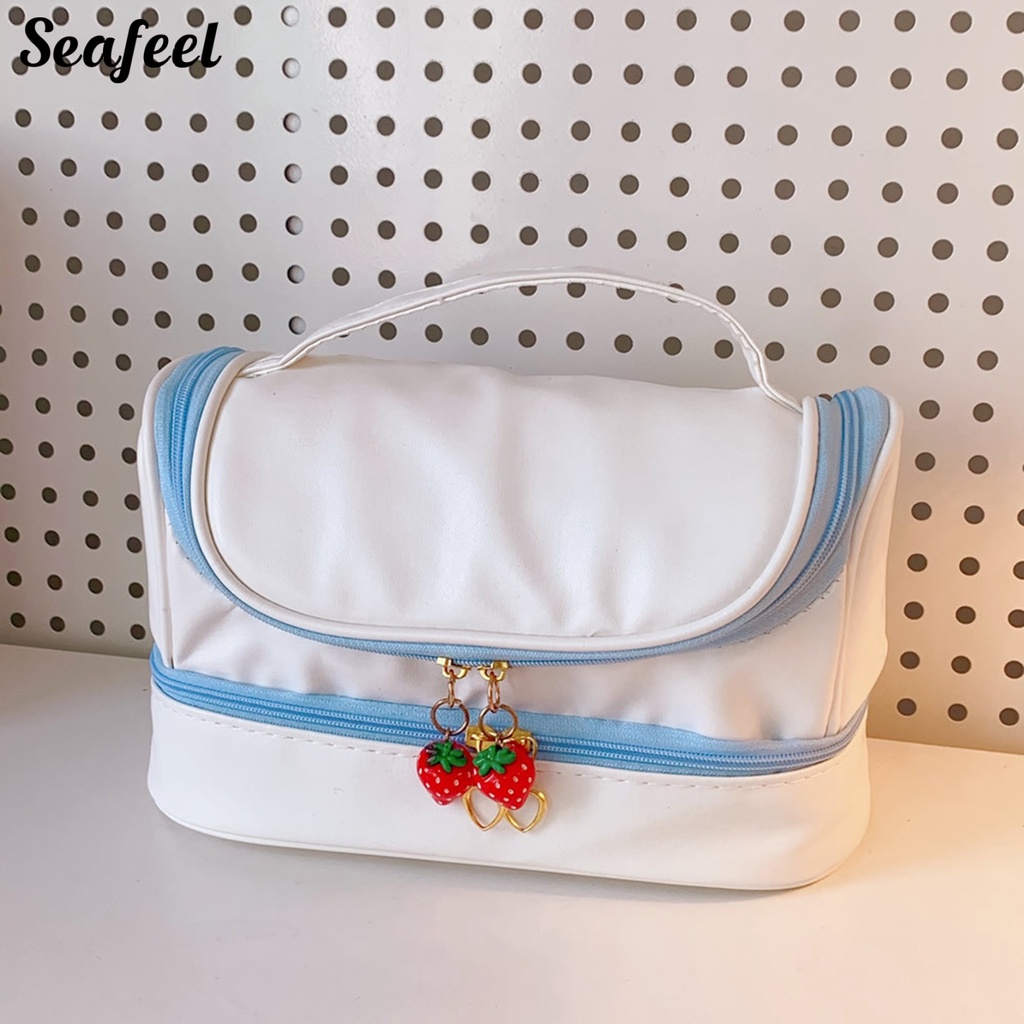 Túi Đựng Bút Chì Hai Lớp Chống Bụi In Họa Tiết Thỏ Đáng Yêu