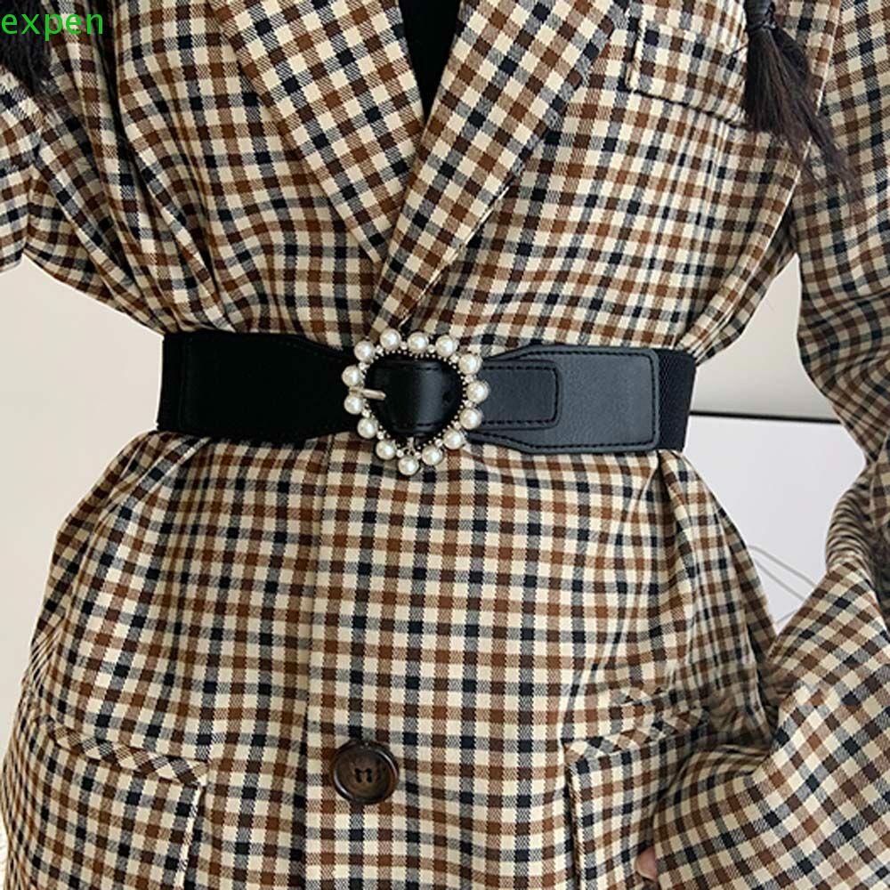 Thắt lưng da PU khóa hình trái tim đính ngọc trai nhân tạo phong cách cổ điển