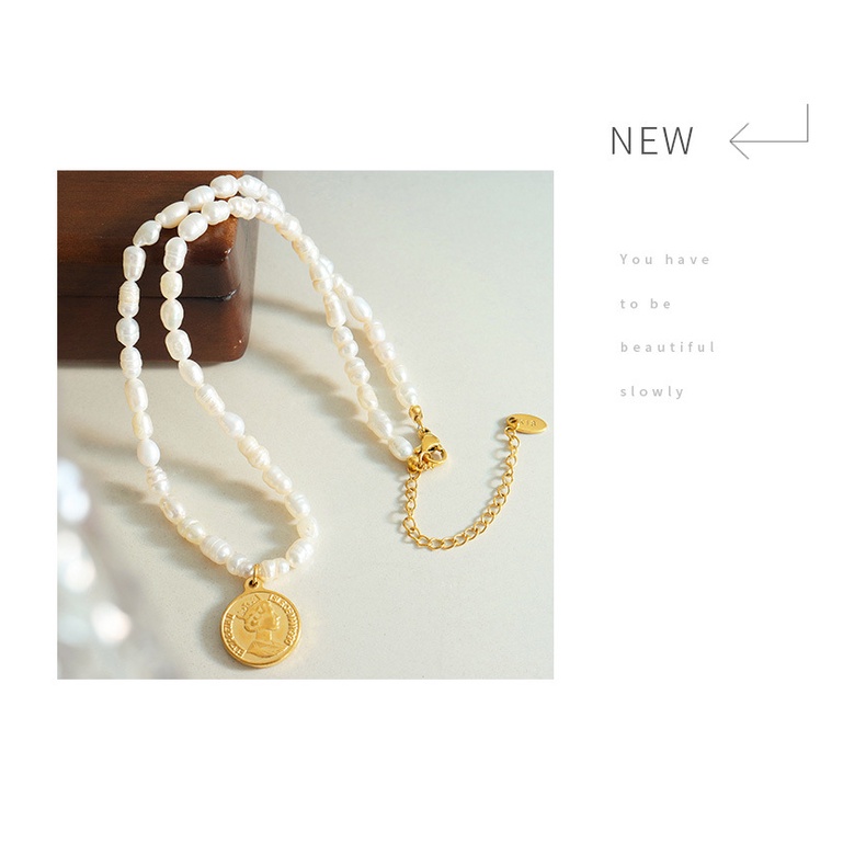 Vòng cổ Ngọc Trai Hai Mặt Không Phai Phong Cách Pháp Cá Tính