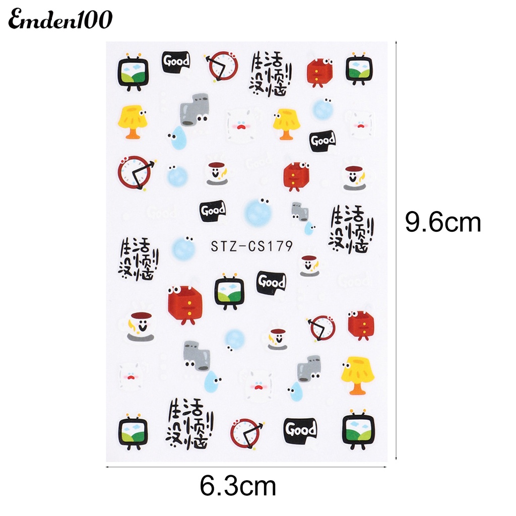 Bộ 2 Miếng Dán Trang Trí Móng Tay Không Phai Họa Tiết Hoạt Hình