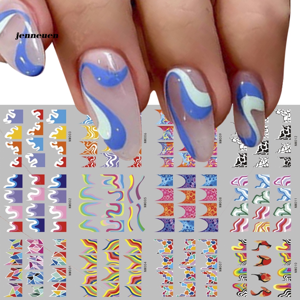 Set 3 Miếng Dán Trang Trí Móng Tay Họa Tiết Hình Học DIY