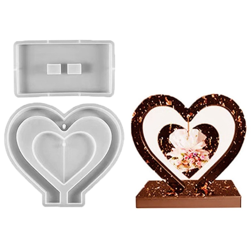 Khuôn Silicone Làm Khung Ảnh Hình Trái Tim Đôi Diy Trang Trí Nhà Cửa