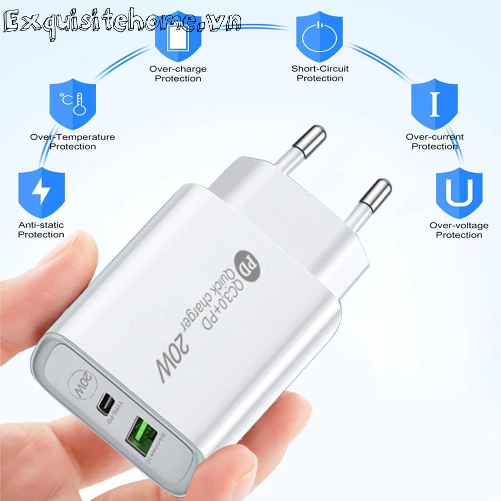 Cốc Sạc 20W Siêu Nhẹ Gắn Tường Tiện Dụng Cho Huawei Xiaomi Samsung