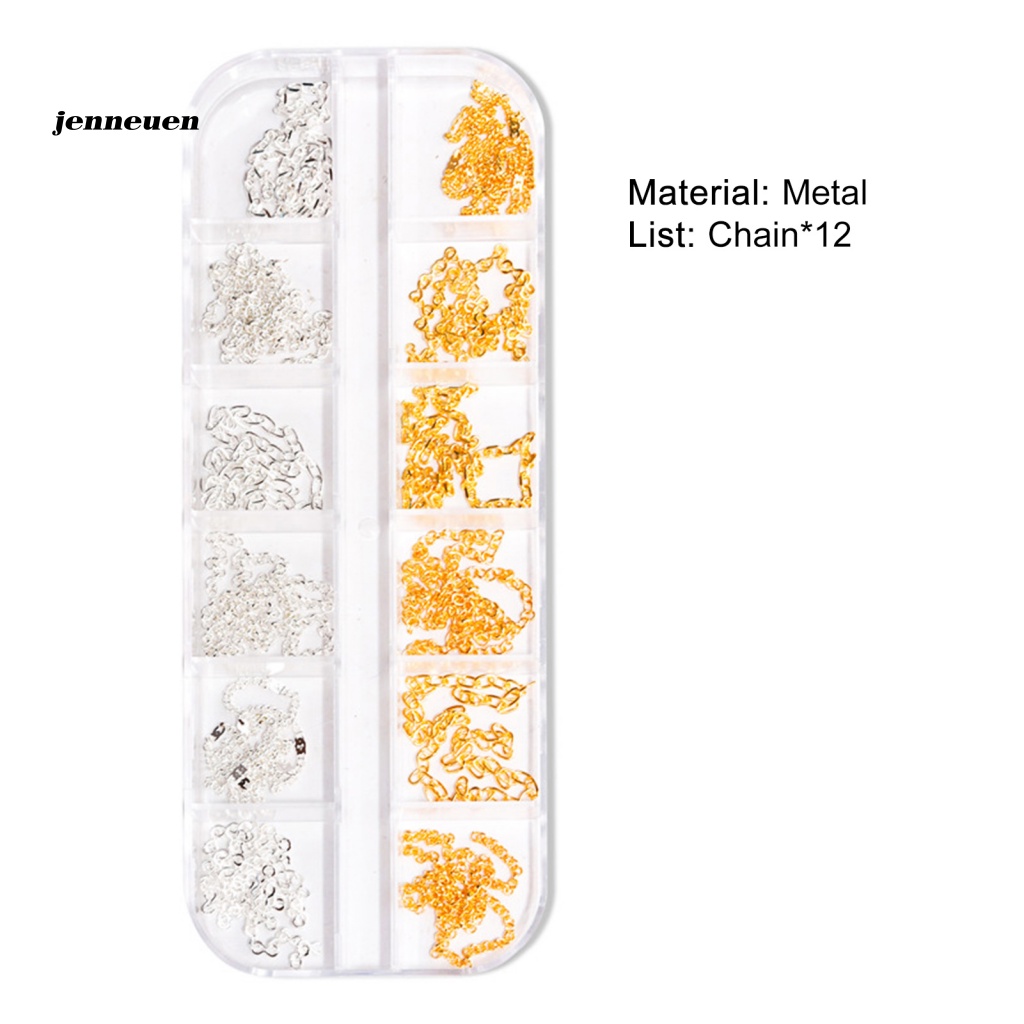 Set 12 Dây Xích Nhiều Màu Sắc Dùng Trang Trí Móng Tay Nghệ Thuật