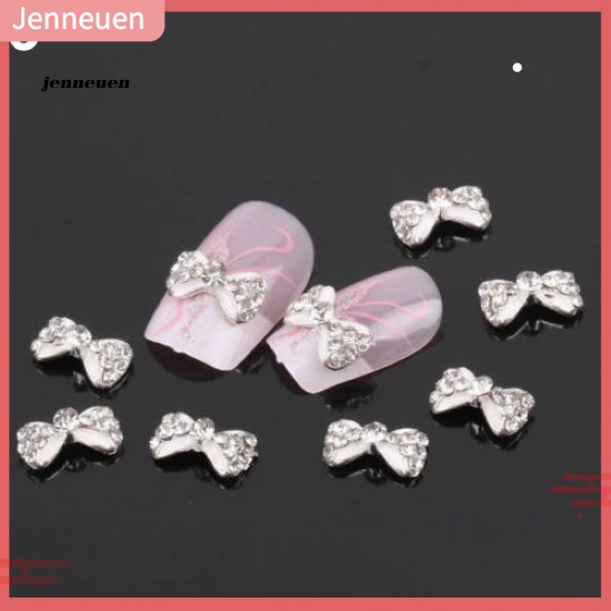 Set 10 Miếng Dán Trang Trí Móng Tay Hình Nơ Bằng Hợp Kim Nhiều Màu Sắc