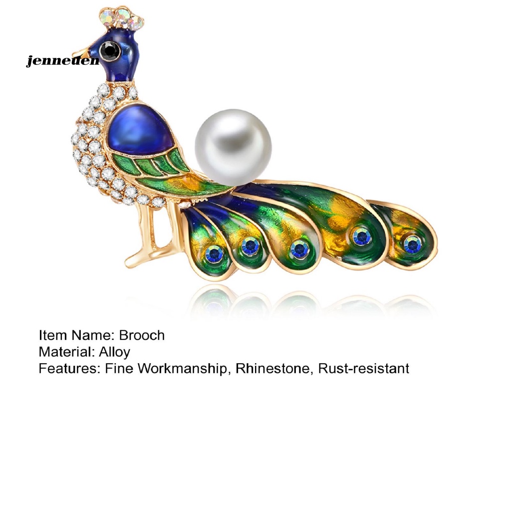 Ghim Cài Áo Hình Chim Công Đính Đá Chống Gỉ Sét Thời Trang Cho Nữ