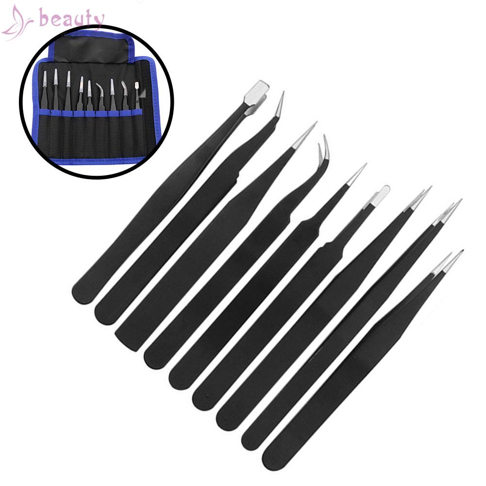 Set 9 Nhíp Đầu Cong Chống Tĩnh Điện