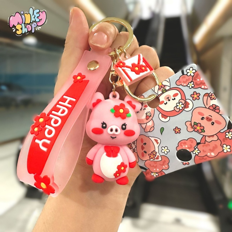 Móc khoá Thú hồng Cute móc chìa khoá Hàn Quốc dễ thương phụ kiện túi xách balo oto cặp xách -Minkey