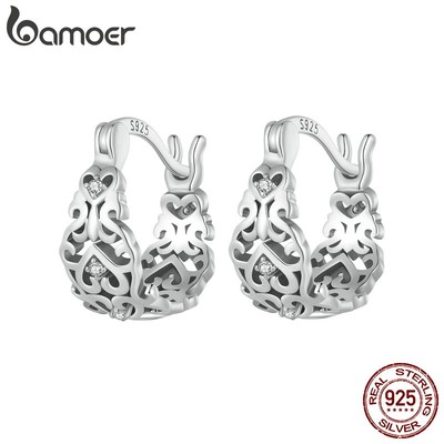 Bamoer Bông Tai Bạc 925 Hoạ Tiết Cổ Điển Cho Nữ
