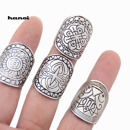 Set 4 Nhẫn Mạ Bạc Phong Cách Bohemian Cổ Điển Dành Cho Nữ