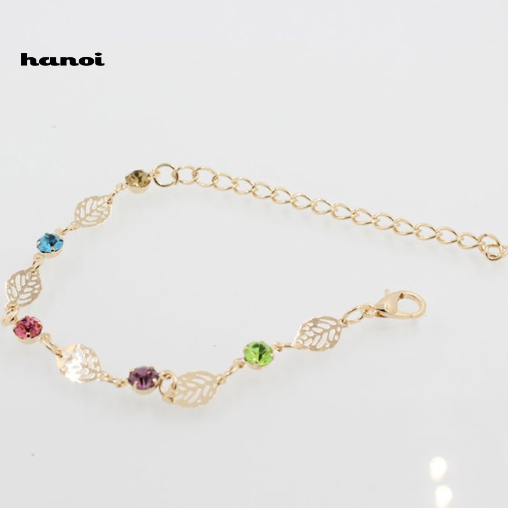 Vòng Đeo Tay HọA TiếT Lá ĐíNh Kim Cương Giả ThờI Trang Cho Nữ