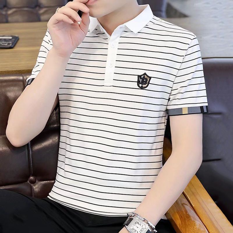 Áo Thun Polo Ngắn Tay Họa Tiết Sọc Ngang Thời Trang Dành Cho Nam Mi