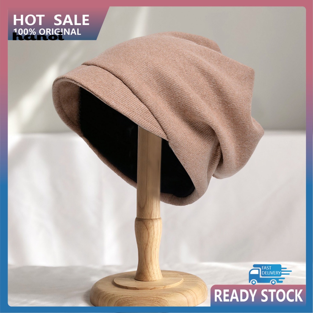 Mũ Dệt Kim Vành Ngắn Siêu Mềm Co Giãn Màu Trơn Giữ Ấm Mùa Thu Đông Phong Cách Hip Hop Cho Cặp Đôi