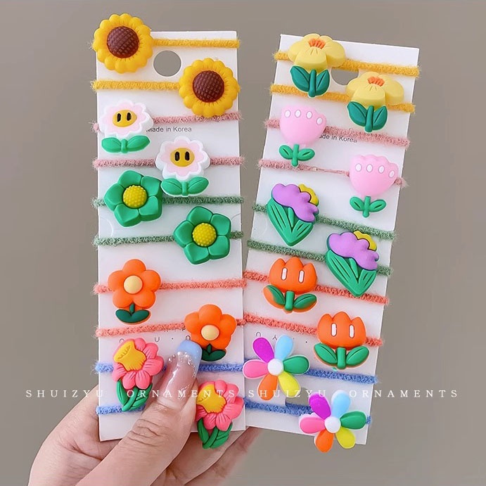 Dây Buộc Tóc Cao Su Co Giãn Phong Cách Hàn Quốc Dễ Thương Cho Bé Gái