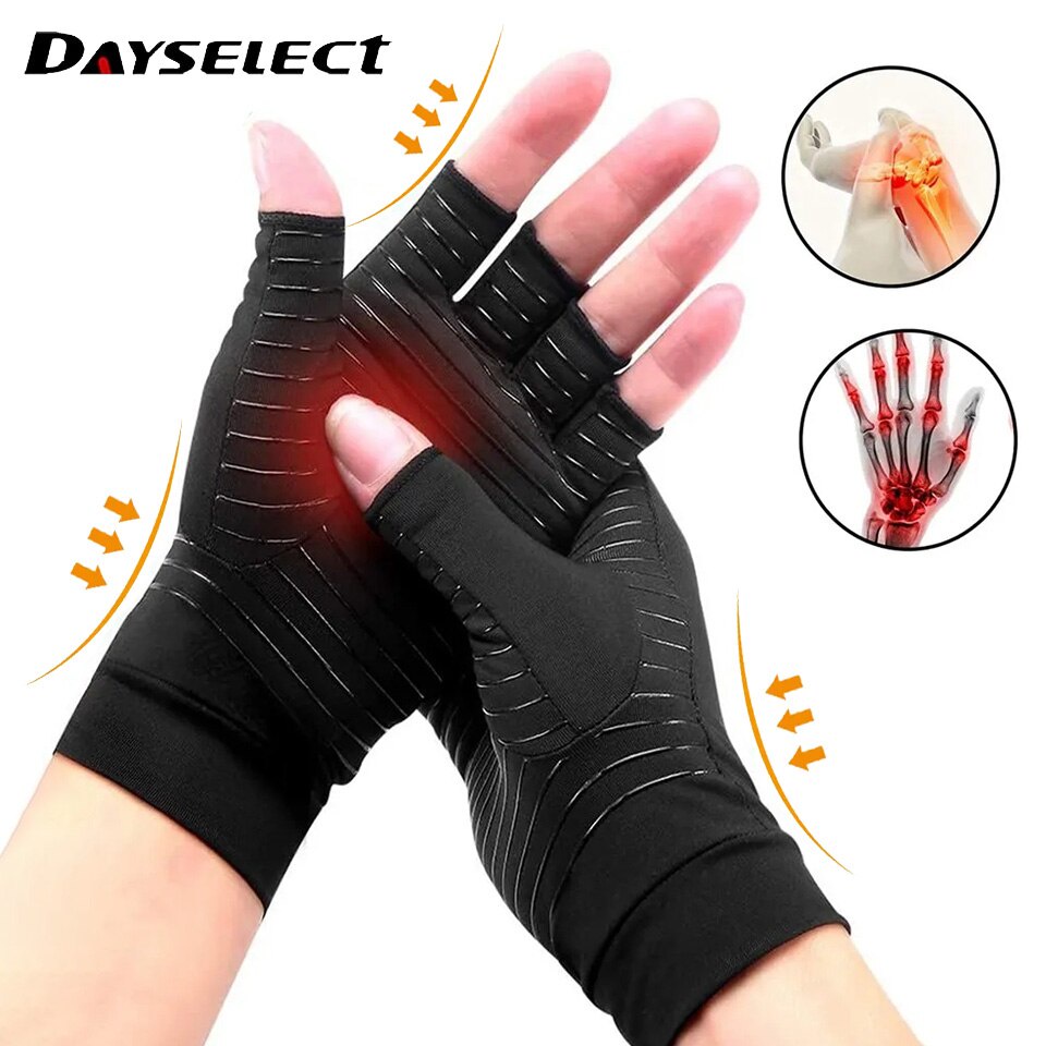 1 Cặp Găng Tay Nén Bằng Đồng Không Ngón Dùng Cho Đường Hầm Cá Chép / RSI / Chấn Thương / Đau Tay / Đau