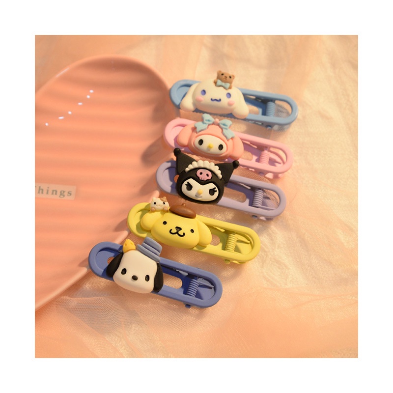 2 cái / bộ kẹp tóc sanrio dễ thương kuromi cinnamoroll kim loại bên tóc kẹp cho trẻ em h0026