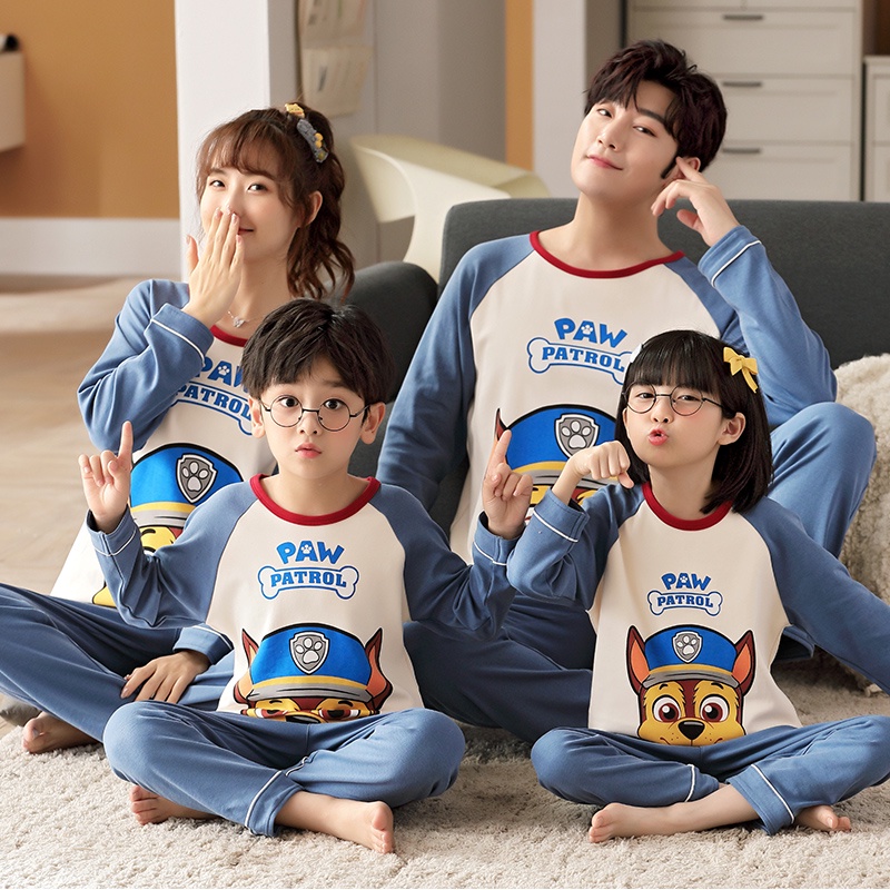 Bộ Đồ Ngủ Pijama Tay Dài In Hoạt Hình Dễ Thương Cho Cả Gia Đình