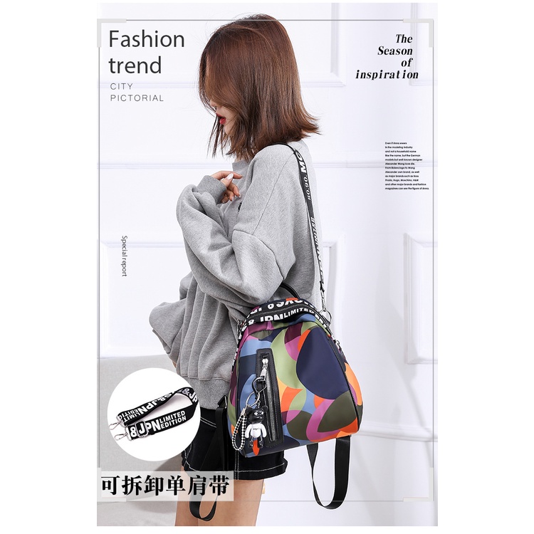 Túi Đeo Vai / Xách Tay Vải Oxford Họa Tiết Vỏ Sò Màu Tương Phản Thời Trang Hàn Quốc