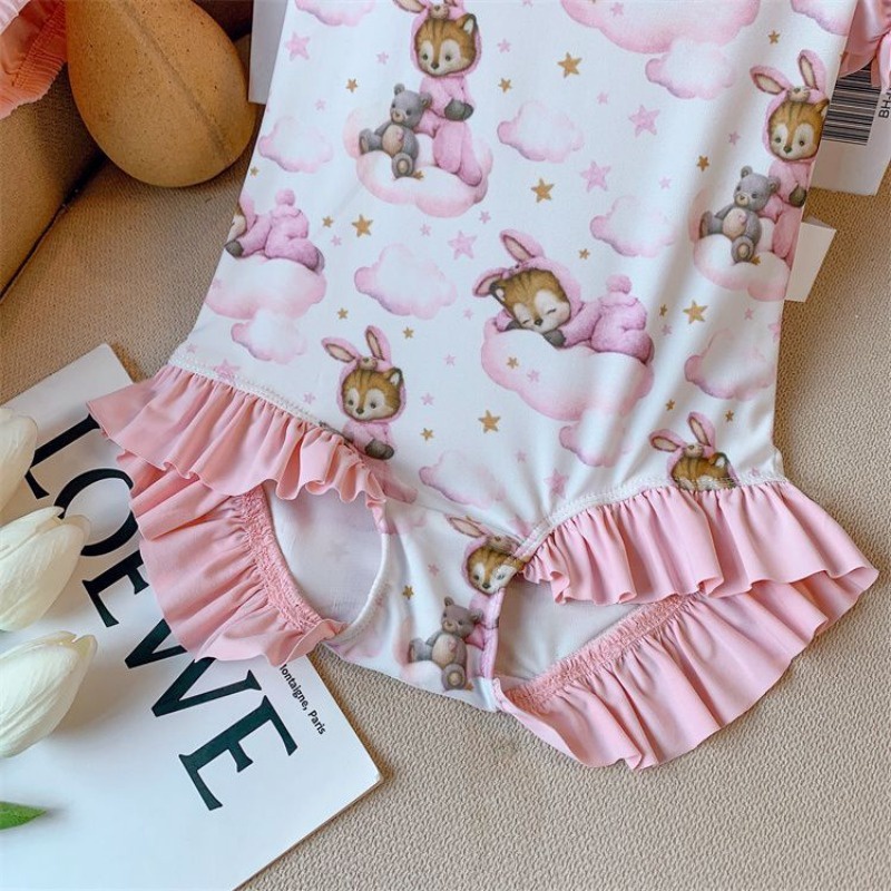 Bộ Đồ Bơi Một Mảnh Họa Tiết Hoa Hở Lưng Thời Trang Mùa Hè 2023 Cho Bé Gái