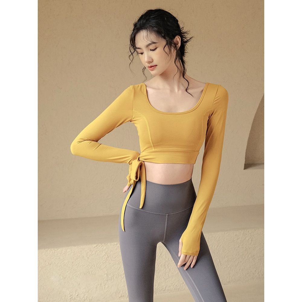 Áo Tập Thể Thao Tay Dài Có Mút Đệm Ngực Dành Cho Nữ