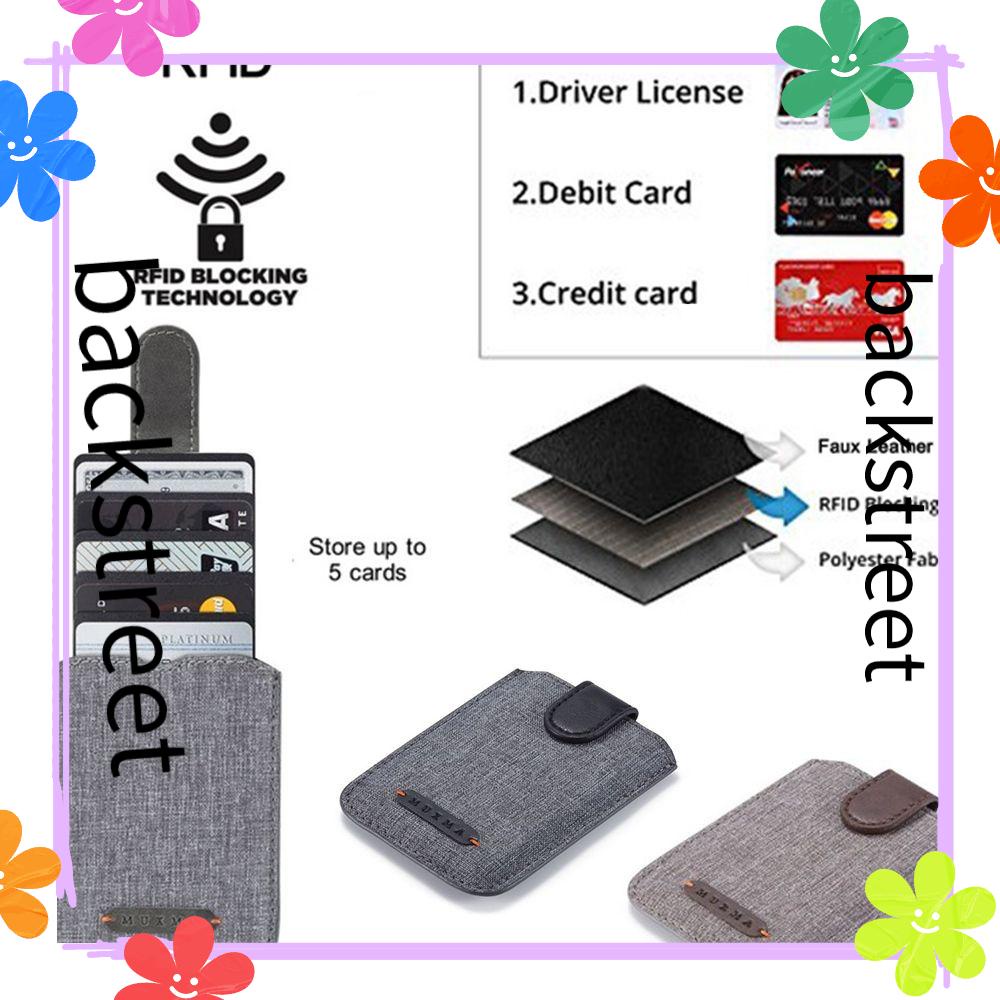 Ví đựng thẻ 5 ngăn bằng da pu canvas dán điện thoại tiện lợi