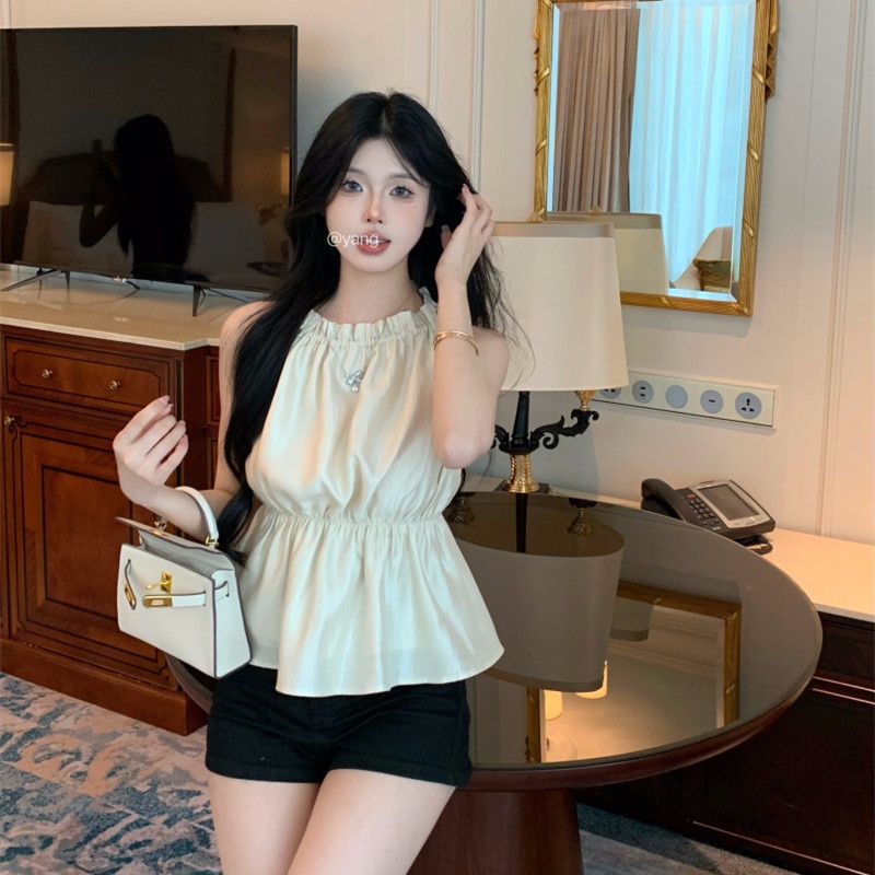 Áo Croptop Sát Nách Rút Dây Quyến Rũ Dễ Phối Đồ Thời Trang Mùa Hè Cho Nữ