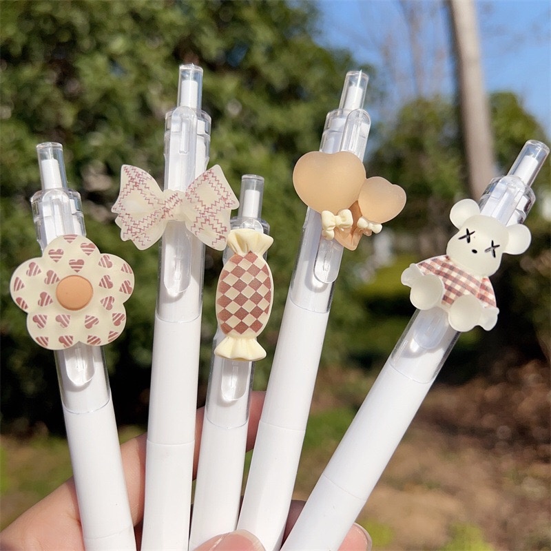 Bút Mực Gel Bút Bi Gel Bấm Ngòi 0.5mm Gắn Charm SHIORI Nhiều Màu Sắc Nét Mực Đều Viết Êm